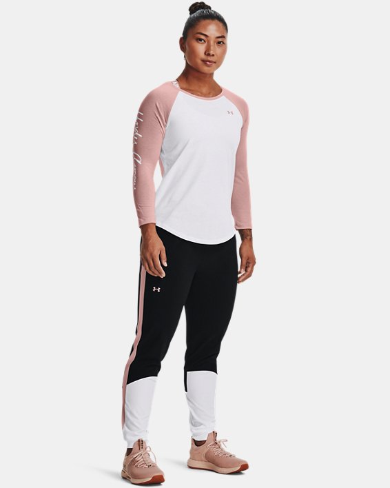 Women's UA Armour Sport Woven Colorblock Pants in Black image number 2